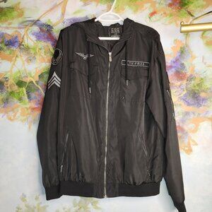 CSG Champs Sports Gear L/G Black Military-Inspired Jacket With Zippered Closure
